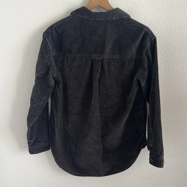 American Eagle Corduroy Shacket Dark Gray Ribbed Front Button Cotton XS - Image 2