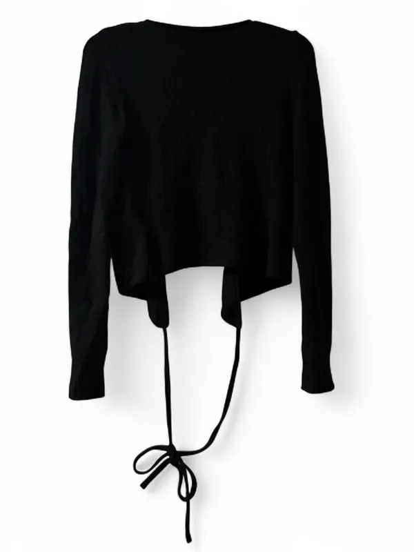 Bershka Black Wrap Tie Front Long Sleeve Cardigan - Image 2