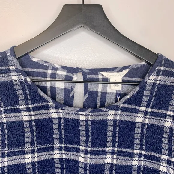 Caslon Plaid‎ Smocked Peplum Bell Sleeve Top Size M - Image 6