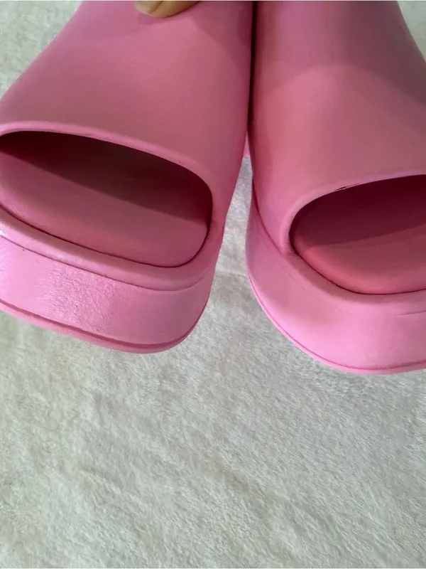 Steve Madden Pink Platform Slide Sandals Size 7 Chunky Comfort Slides - Image 8