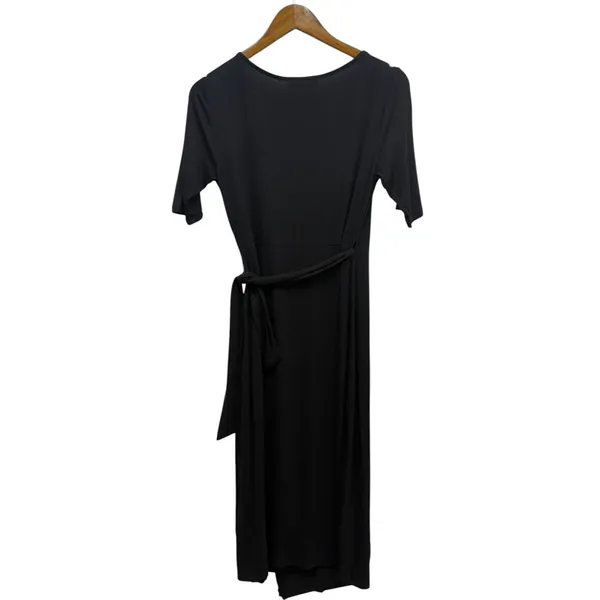 Lulus Forget Me Knot Black Midi Wrap Dress size Medium NWT - Image 2