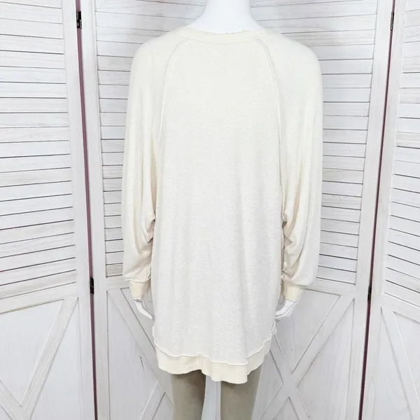 Free People Take It Off‎ Sweatshirt Inside Out Raglan Slouchy Ivory XS - Image 5