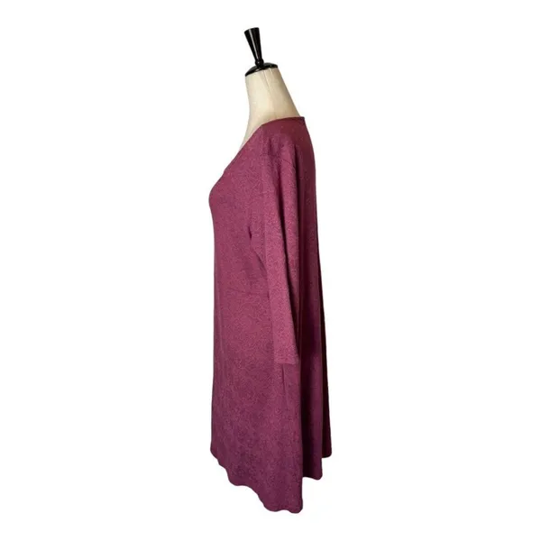 Cut Loose Dress Women Large Pink Mauve Lace Like Pattern Long‎ Sleeve Mini Boho - Image 6