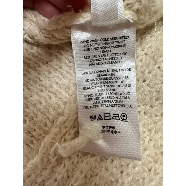 Pilcro and the Letterpress Ivory Textured Knit Shawl Cardigan Sweater Medium - Image 9