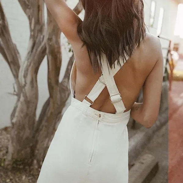BDG white denim mini dress with pockets - Image 5