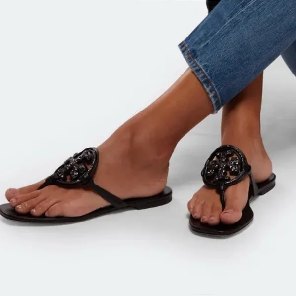 Tory Burch Jeweled Miller Sandals Perfect Black, 9.5 - Image 2