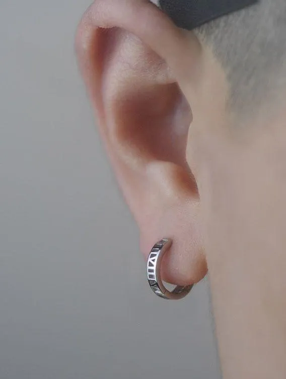 925 Silver Plated Hoop Earrings for Men Women,Personality Punk Hip Hop Earrings - Image 3