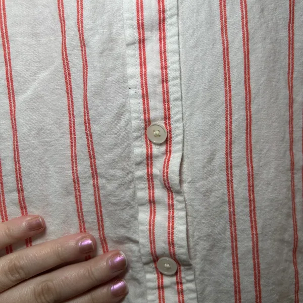 Madewell Oversized Pleated-Sleeve Button-Up Shirt red white women's s summer - Image 5