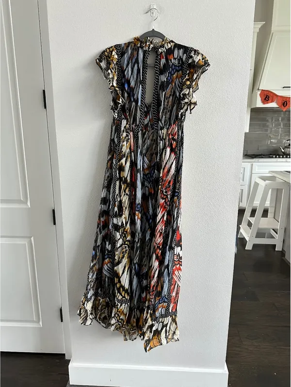 Anthropologie Maeve Boho Butterfly-Print V-Neck Maxi Dress in Multicolor Size XS - Image 8