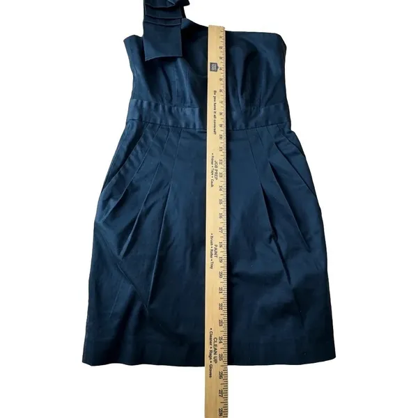 French Connection Navy Blue One Shoulder Bow Mini Dress Pockets Cocktail Party 2 - Image 9