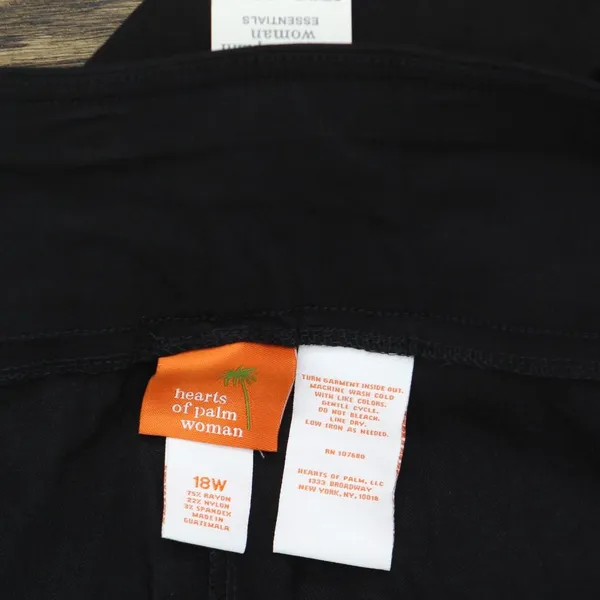 NWT Hearts Of Palm Womens Plus Solid Tech Stretch Pull-On Capri Pants Black 18W - Image 6