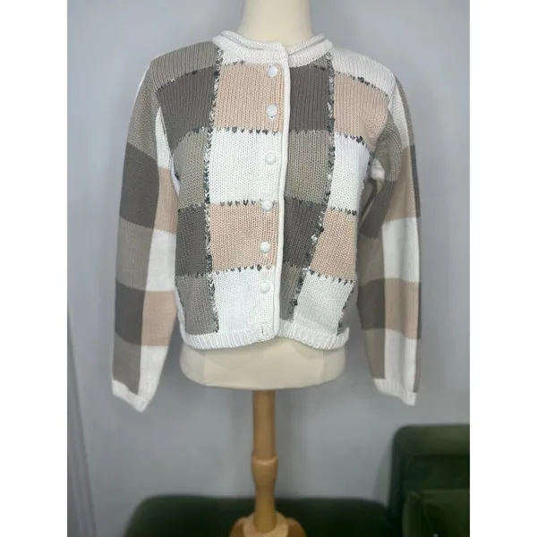 Vintage Ellen Tracy Heavy Knit Scarf Sweater Coat Cardigan Small Petite - Image 3