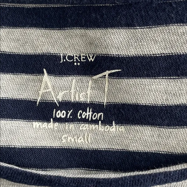 J. Crew Artist T Navy and Gray Striped Long Sleeve - Image 4