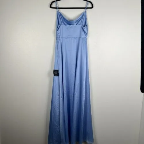 Lulus‎ Invitation Satin Cowl Neck Maxi Dress Blue Sz M NWT - Image 10