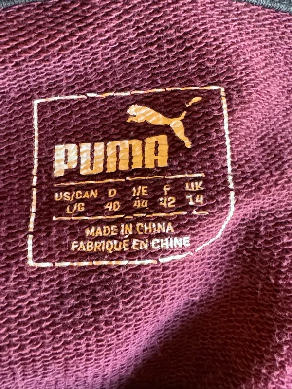 Puma Maroon Pullover Hoodie with White Logo Large - Image 7