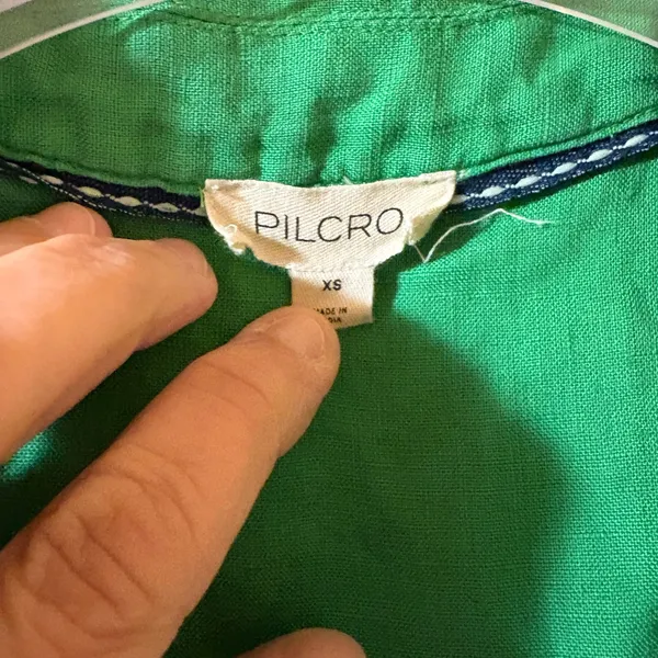 Anthropologie Pilcro Green Sleeveless Ruffle Hem Linen Mini Dress - Image 4