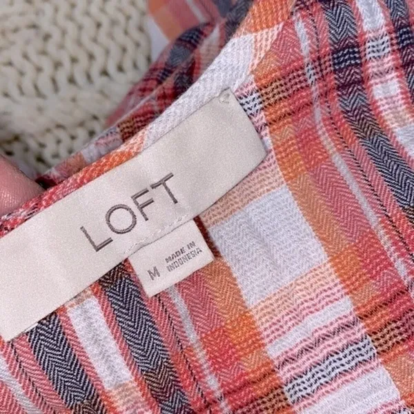 LOFT plaid boho top size medium - Image 4