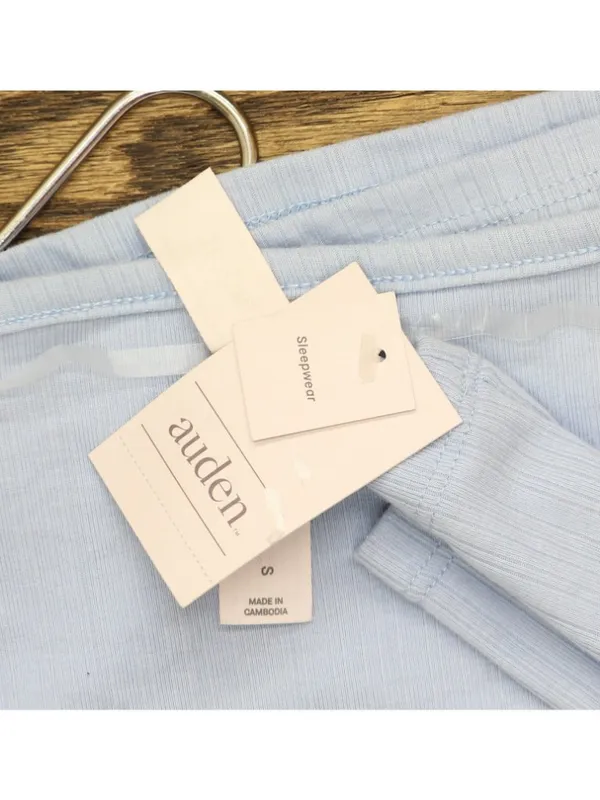 NWT Auden Womens Variegated Ribbed Long Sleeve Pajama Top 94645637 Light Blue S - Image 6