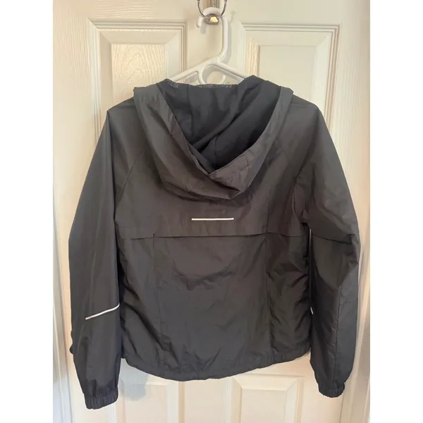 ASICS Jacket Women's Hooded Running Windbreaker Black Pink XS Full Zip NWOT - Image 7