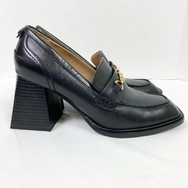 Sam Edelman New York Quincy Black Leather Horse Bit Square Heeled Loafers - Image 5
