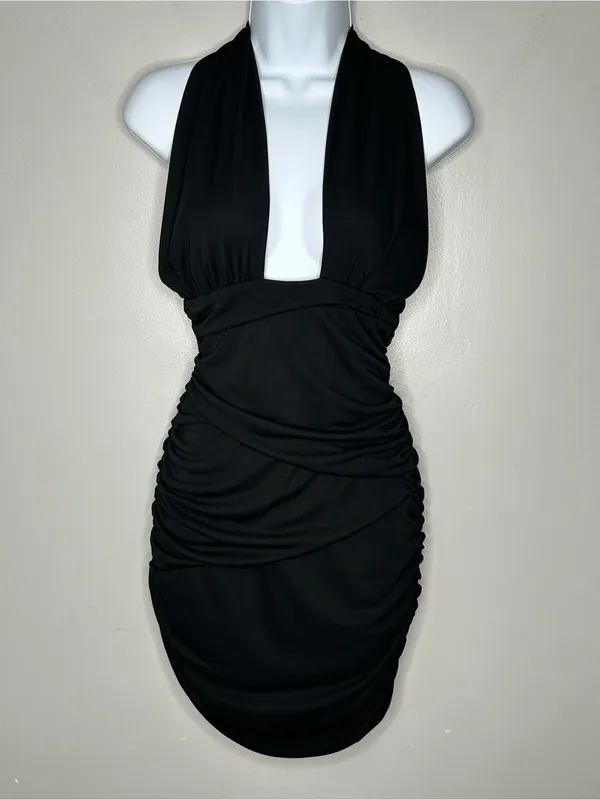 Zara Convertible Halter Top Black Mini Dress Size M - Image 4
