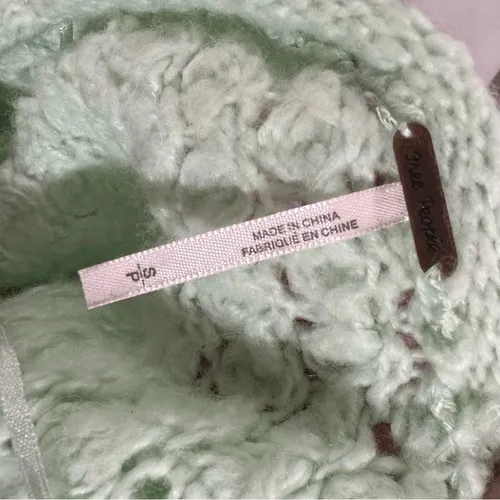 Free‎ People Mint Green Chunky Knit Scoop Neck Lantern Sleeve Sweater Small - Image 5