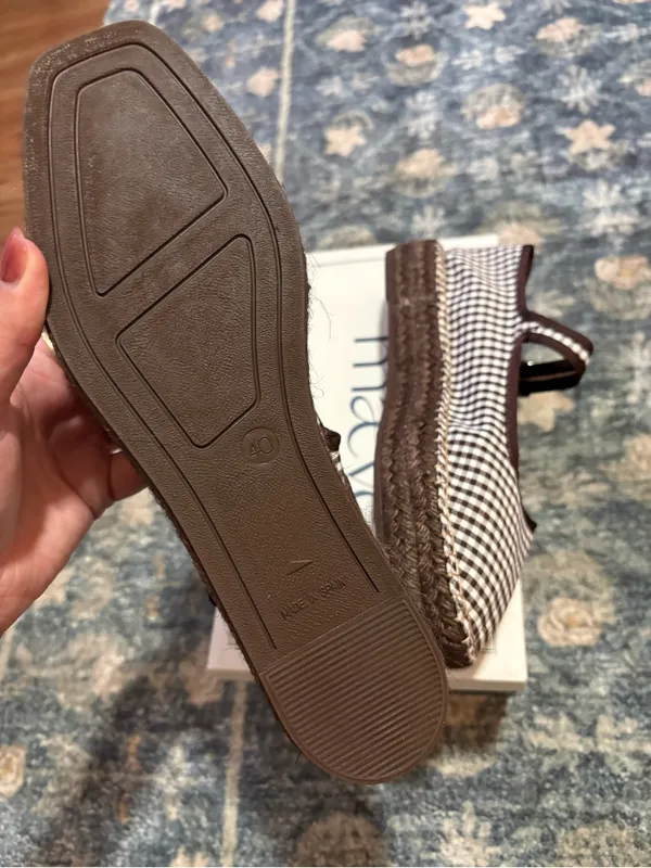 NEW Anthropologie Maeve Gingham Mary Jane Espadrille Flats Size 40 - Image 4
