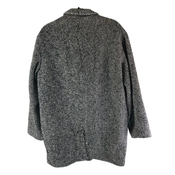 A New Day Herringbone Double-Breasted Coat Black/White Wool Blend Womens L - Image 3