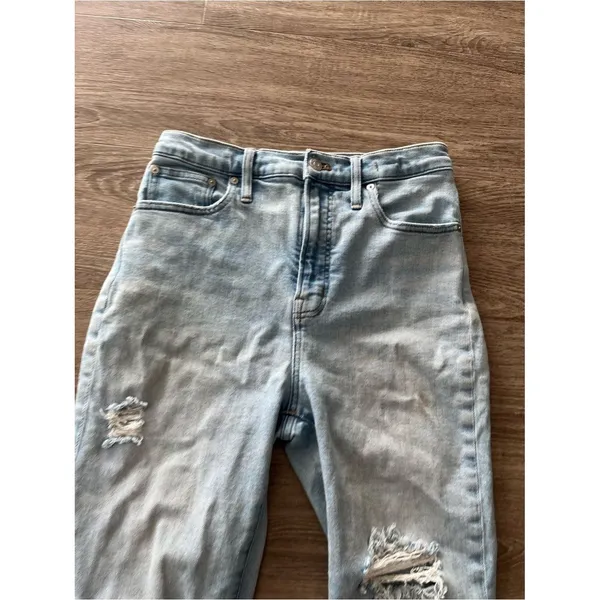 Madewell Womens 29 The Perfect Vintage Straight Jean Light Wash Raw Hem Hi Rise - Image 5