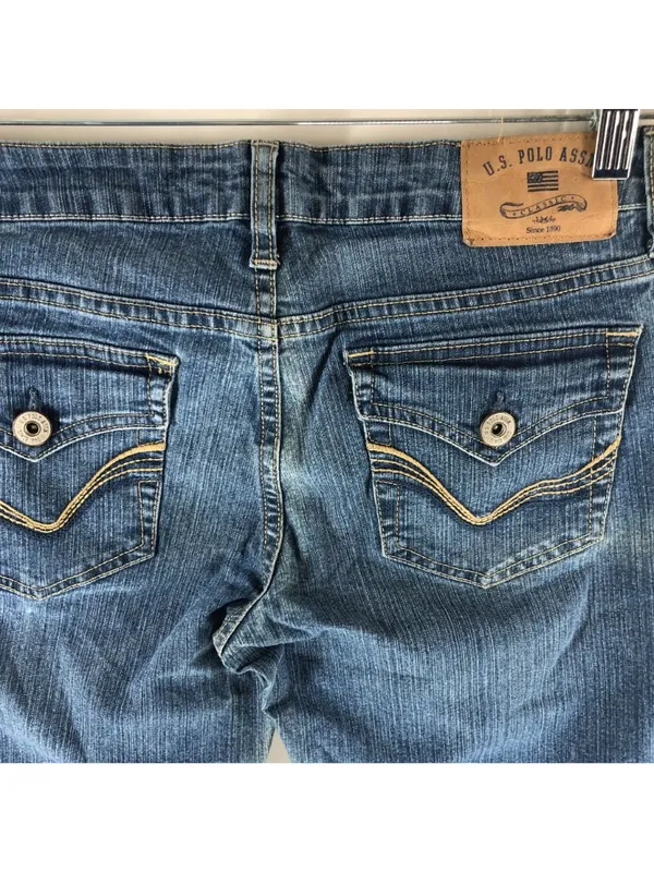U.S. Polo Assn. Womens Blue Denim Jeans Size 9/10 Low Rise Straight Leg - Image 7
