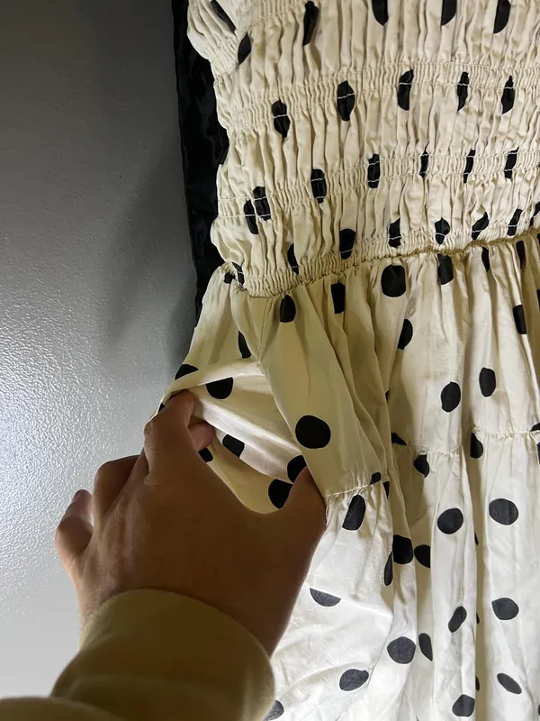 En Saison Dress Womens Medium White Polka Dot Smocked Tiered Maxi Sundress - Image 7
