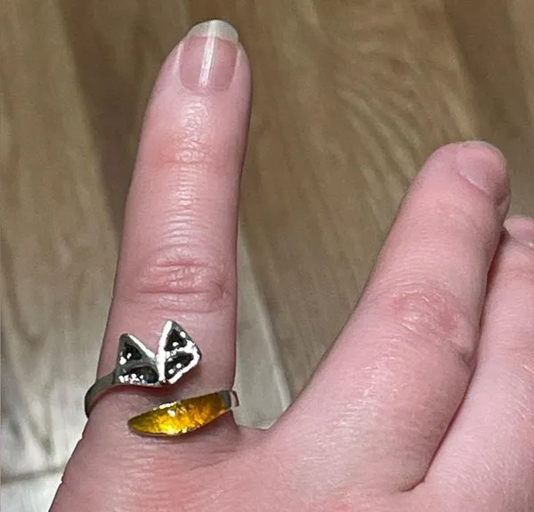 Fox ring with amber tail 5, 6, 7, 8, 9 adjustable size silver metal orange gift - Image 3