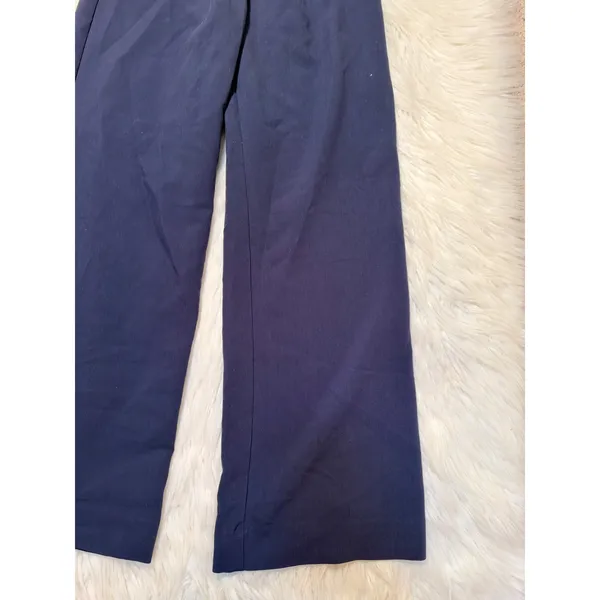 Abercrombie & Fitch Womens Sz 27/4 High Rise Pleated Wide Leg Trousers Navy Blue - Image 5
