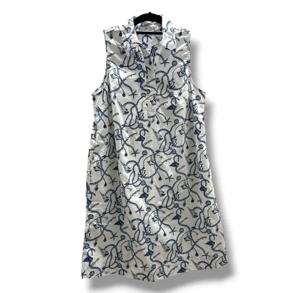 Vineyard Vines Womens White Navy Nautical Rope Shell Print Shift Dress XS‎ - Image 2
