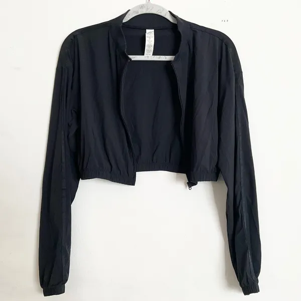 Alo Yoga Cropped Breezy Full-Zip Cover Up Black S - Image 5