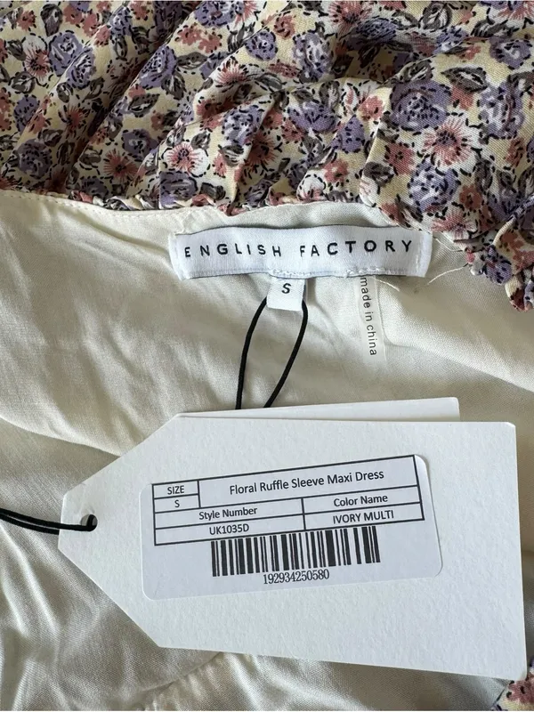 English Factory - NWT Floral Ruffle Sleeve Maxi Dress Cottagecore Sz S - Image 8