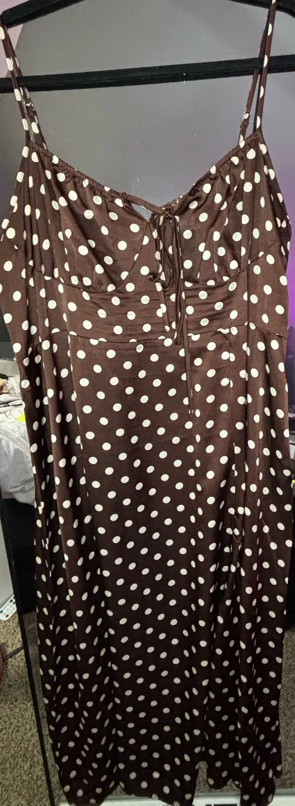 SheIn Brown and cream polka dot dress - Image 6