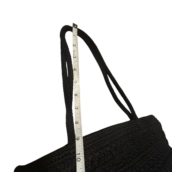 The Sak Black Crochet Shoulder Bag Woven Knit Tote Zip Top Boho Purse 90's Y2K - Image 6