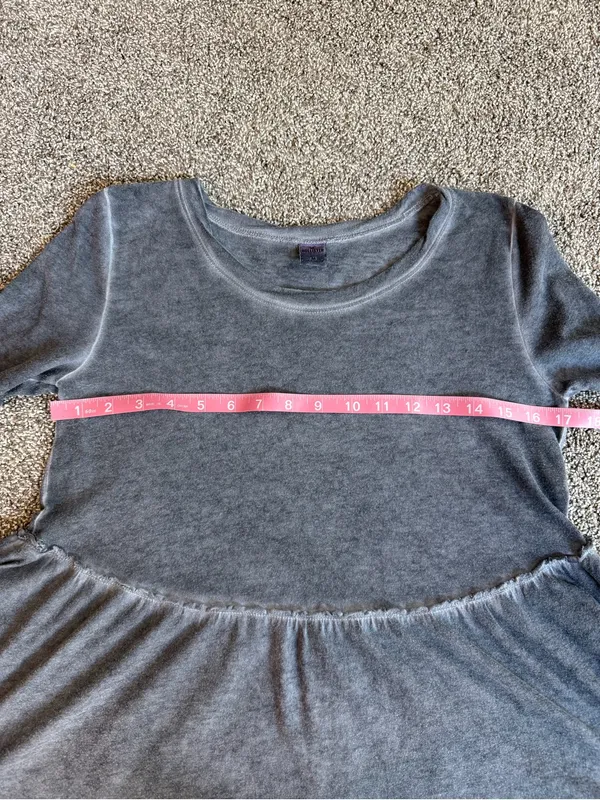 Hollister Women’s Medium Gray Mineral Wash Babydoll Peplum Long Sleeve Top - Image 5