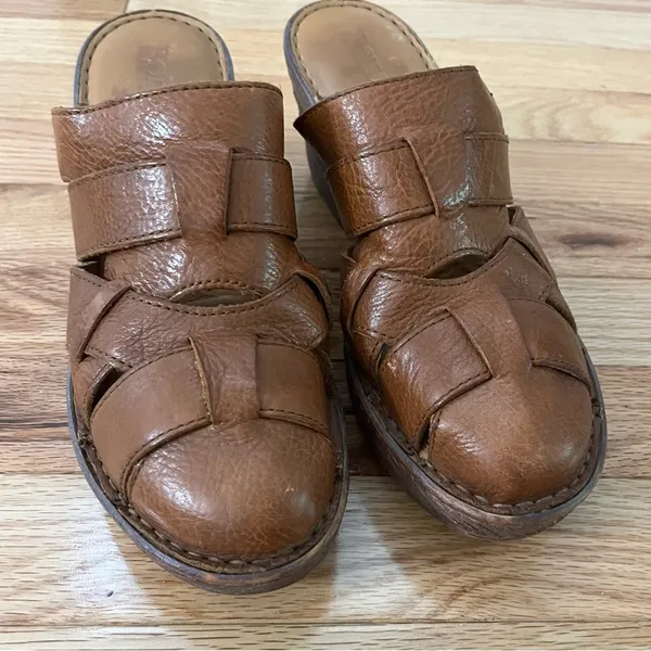 Born Pollina Platform Mules Clogs Brown Woven Leather Size 10 - Image 12