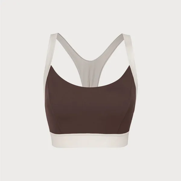 Berlook Activewear Coffee Contrast U Neck Sports Bra - Light Support - Image 5