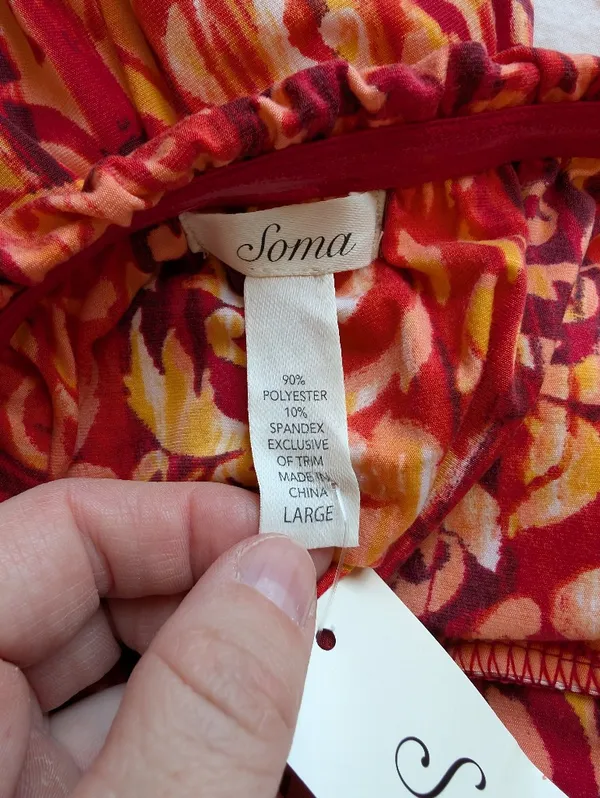 NWT Soma Dressed Up Vanessa Strapless Dress Large Red/Orange - Image 3