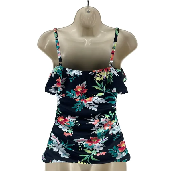 Tommy Bahama Floral Springs Flounce Tankini Top Swim Size XS - Image 8