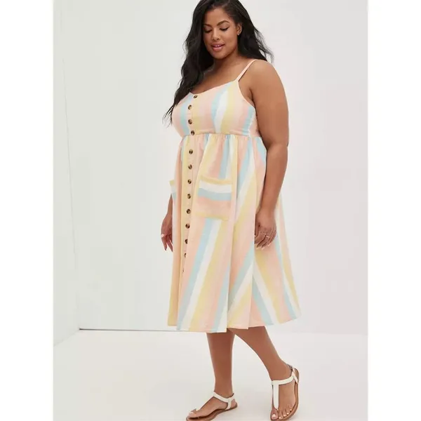Torrid linen pastel striped Midi studio 2x sleeveless sundress - Image 2