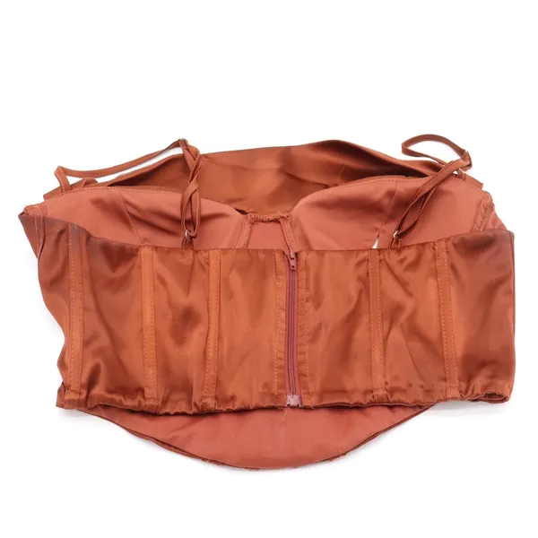 Unbranded Corset Top Women XL Bustier Rust Copper Satin Boning Underwire Good - Image 4