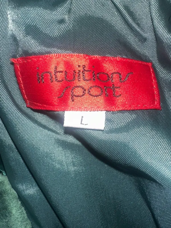 Vintage Intuition Sport Womens L Green Genuine Suede Leather A Line Midi Skirt - Image 7