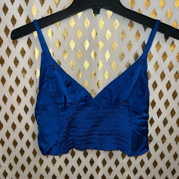 Aerie blue satin bralette crop top size L - Image 4