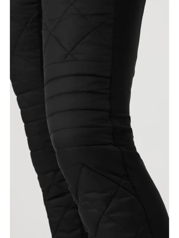 Alo Winter Warm High-Waist Moto Puffer Pant Black Brushed Hi-Rise Quilted Jogger - Image 4