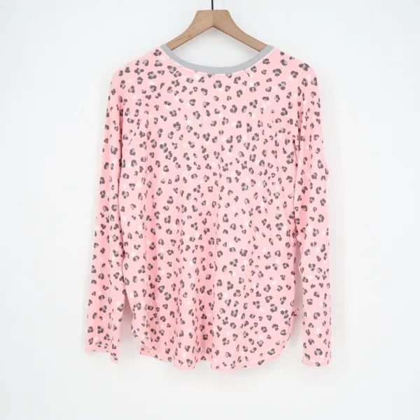 Cuddl Duds Sleepshirt Womens Large Light Pink Leopard Print Stretch Curved Hem - Image 6