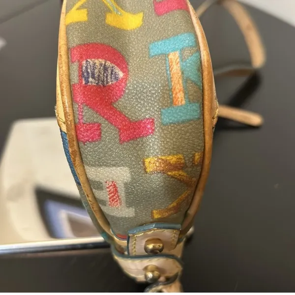 Dooney & Bourke Rainbow Zipper Bag, Heart Charm. Coated Canvas & Leather - Image 12
